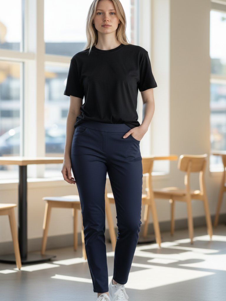 Chico Stretch Fabric Navy Ankle Length Crop Pants Size 1.5